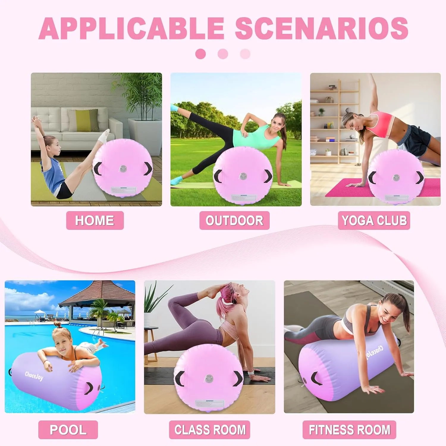 Gymnastics Air Barrel Inflatable Tumbling Roller for Cheerleading and Gymnastics Home Training Perfect for Back Handspring Practice Tumbling Drills Air Roller for Kids and Adults Includes Repair Kit
