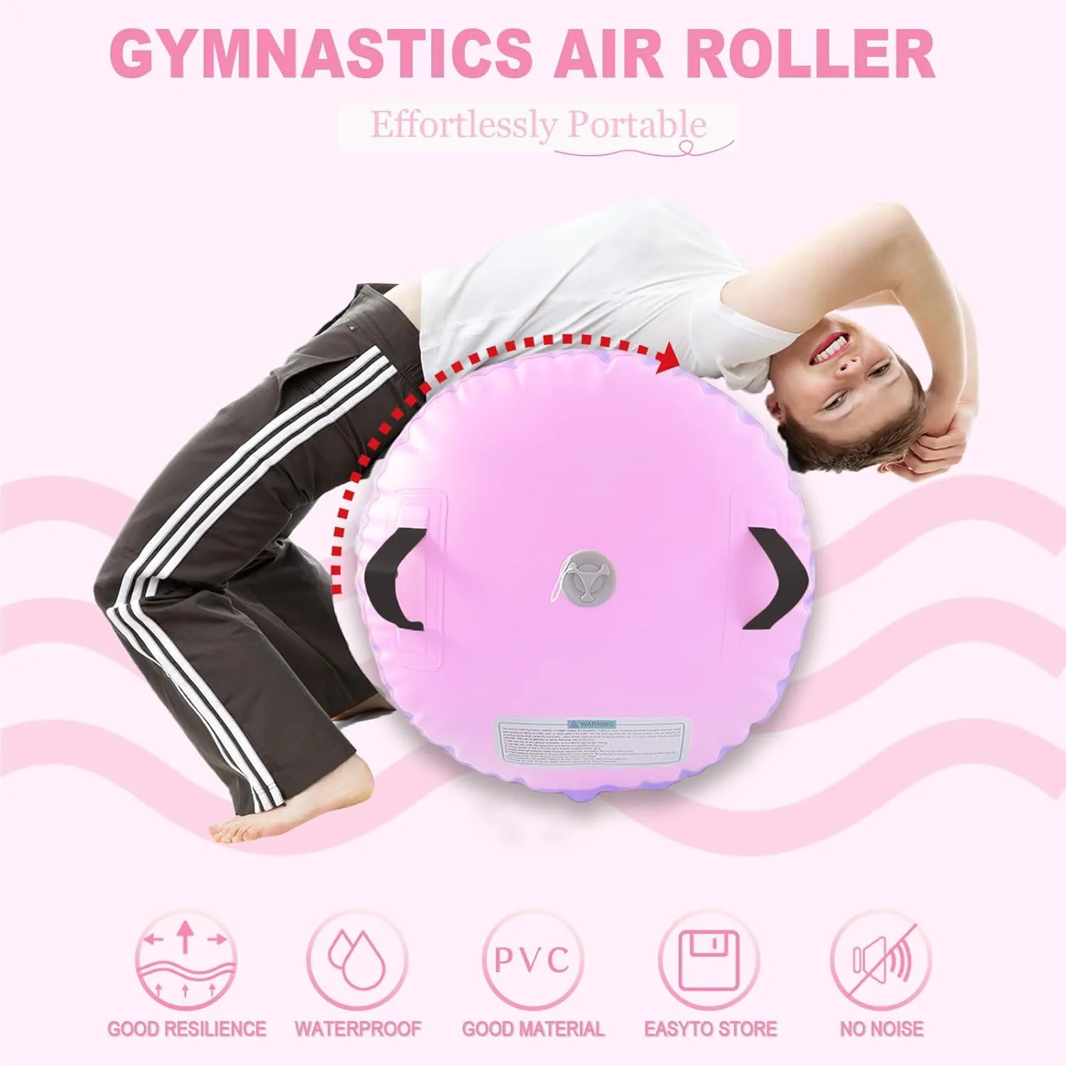 Gymnastics Air Barrel Inflatable Tumbling Roller for Cheerleading and Gymnastics Home Training Perfect for Back Handspring Practice Tumbling Drills Air Roller for Kids and Adults Includes Repair Kit