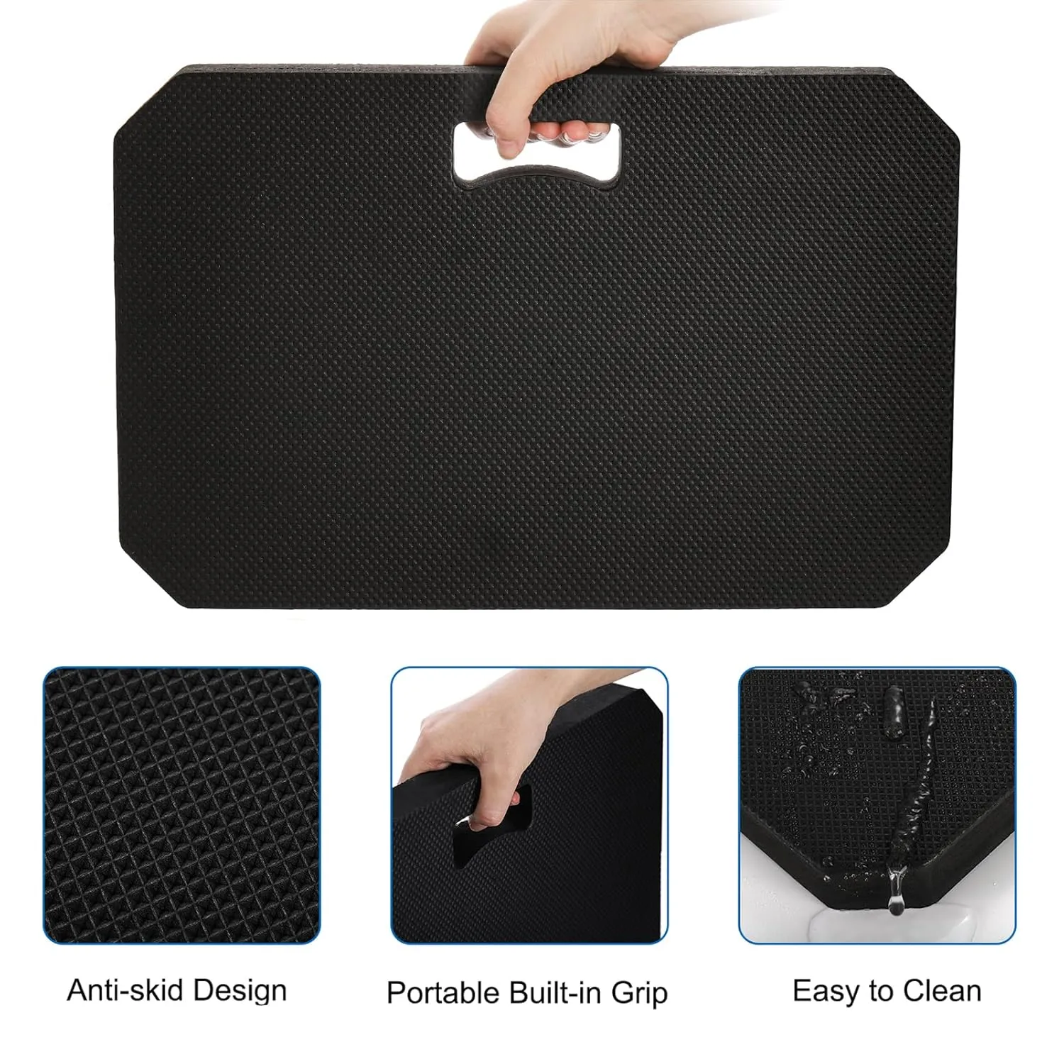 Hacaroa 3 Pack Extra Thick Kneeling Pad, EVA Foam Garden Kneeler Comfortable Knee Pad Cushion for Work, Gardening, Baby Bath, Exercise, Yoga, Water Resistant, Black