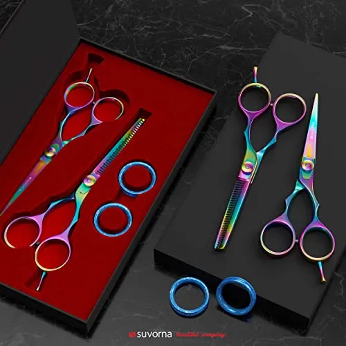 Hair Cutting Scissors Professional Barber scissors set Thinning Shears Set Hair Scissors Set Barber accessories Hair Thinning scissors, 5.5 Inch, 2 Piece set