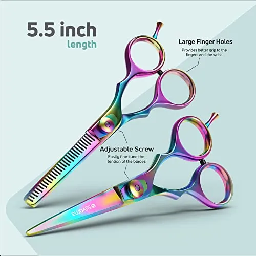 Hair Cutting Scissors Professional Barber scissors set Thinning Shears Set Hair Scissors Set Barber accessories Hair Thinning scissors, 5.5 Inch, 2 Piece set