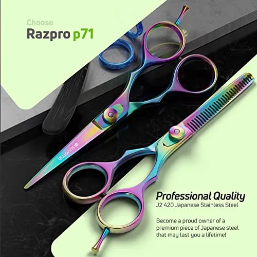 Hair Cutting Scissors Professional Barber scissors set Thinning Shears Set Hair Scissors Set Barber accessories Hair Thinning scissors, 5.5 Inch, 2 Piece set