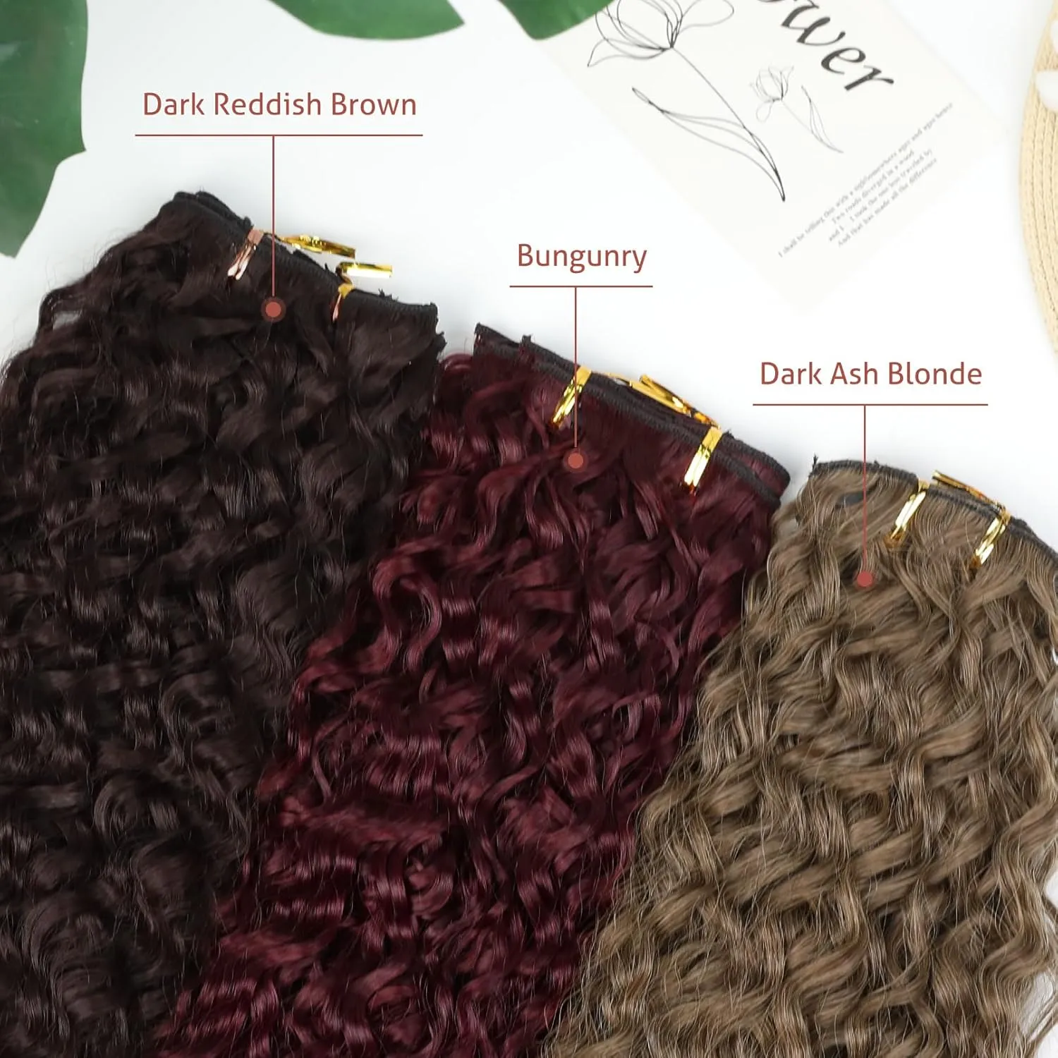 Hair Extension, LONAI 9PCS Black Clip in Hair Extensions, LN001 22" Long Curly Thick Heat Resistant Synthetic Soft Deep Wave Hairpieces for Women-Burgundy