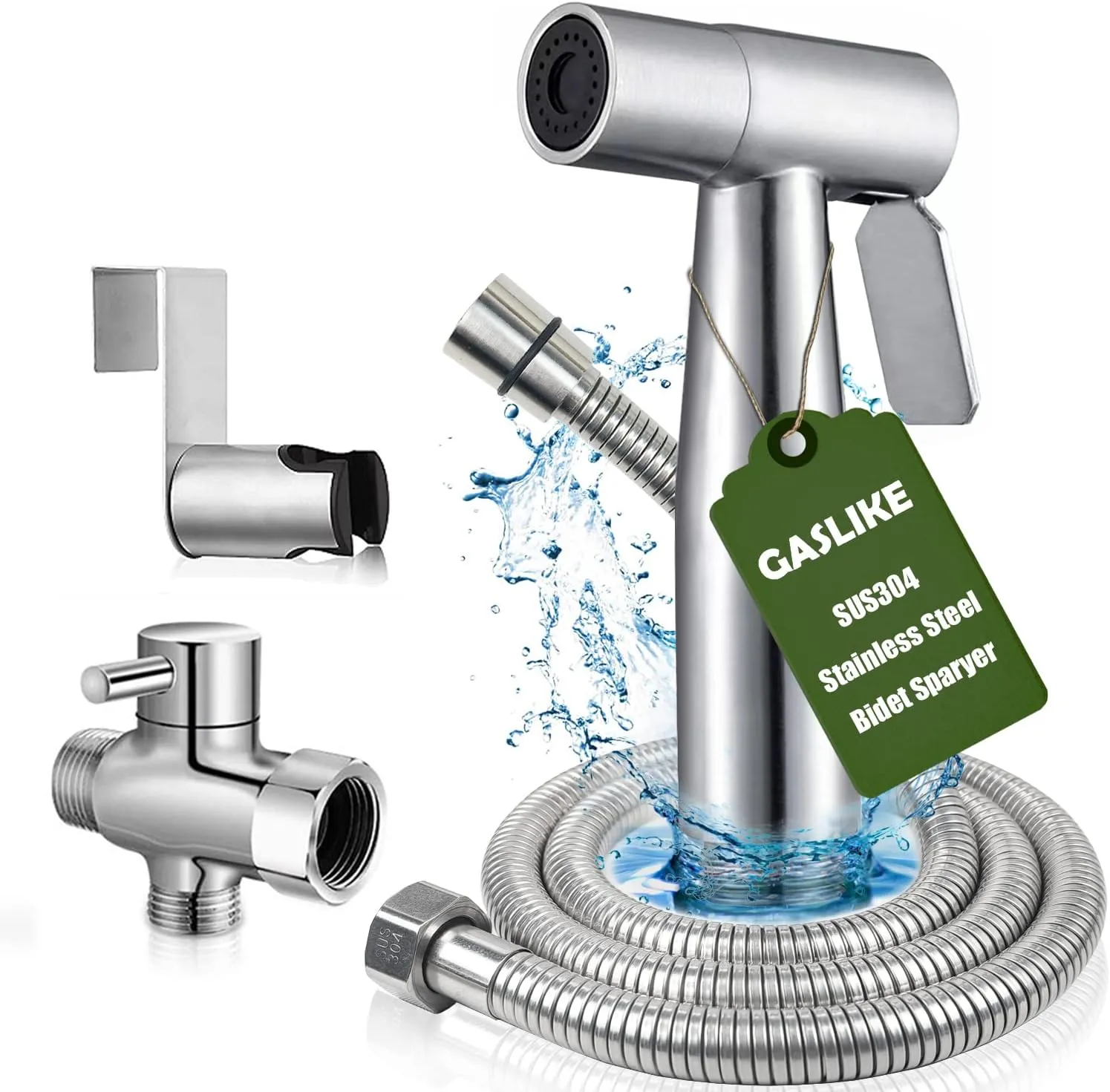 Handheld Bidet Sprayer for Toilet, Stainless Steel Bathroom Personal Hygiene Bidet Sprayer Set, Baby Cloth Diaper Sprayer with Adjustable Water Pressure Control, Perfect for Whole Family Cleaning Use