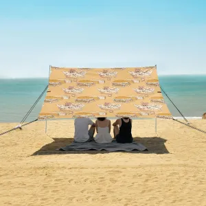 Happy Mice Cheese Hamburger Beach Camping Tent Sun Shelter for Whole Family, Beach Shade Canopy with UPF50  UV Protection,Easy Set Up and Carry,Outdoor Shade for Trips, Fishing, Backyard Fun Pi