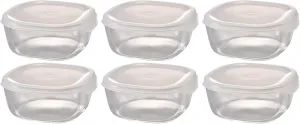 HARIO BUONO Kitchen KST-60-TW Heat-Resistant Glass Storage Container, Square, 20.3 fl oz (600 ml), Set of 6, Clear