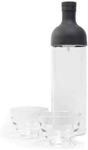 Hario FIHU-2012-B-EX Filter in Bottle and Tea Glass Set Black