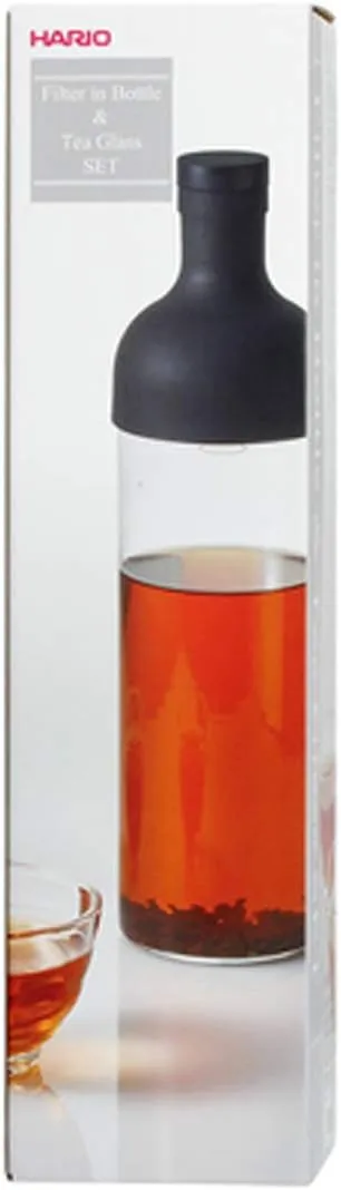 Hario FIHU-2012-B-EX Filter in Bottle and Tea Glass Set Black