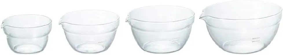 HARIO KB-2518 Single-Mouth Bowl, Heat Resistant Glass, Set of 4, Multi Balls, Clear, Made in Japan