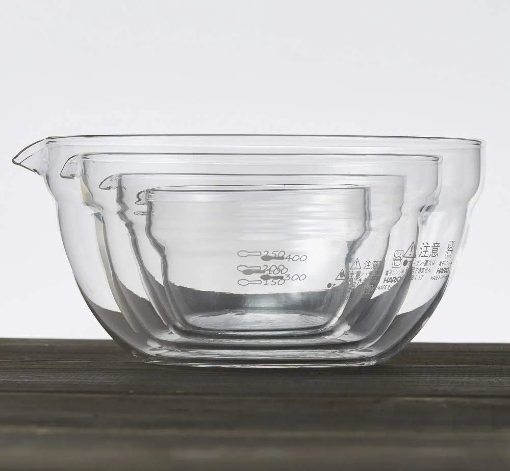 HARIO KB-2518 Single-Mouth Bowl, Heat Resistant Glass, Set of 4, Multi Balls, Clear, Made in Japan