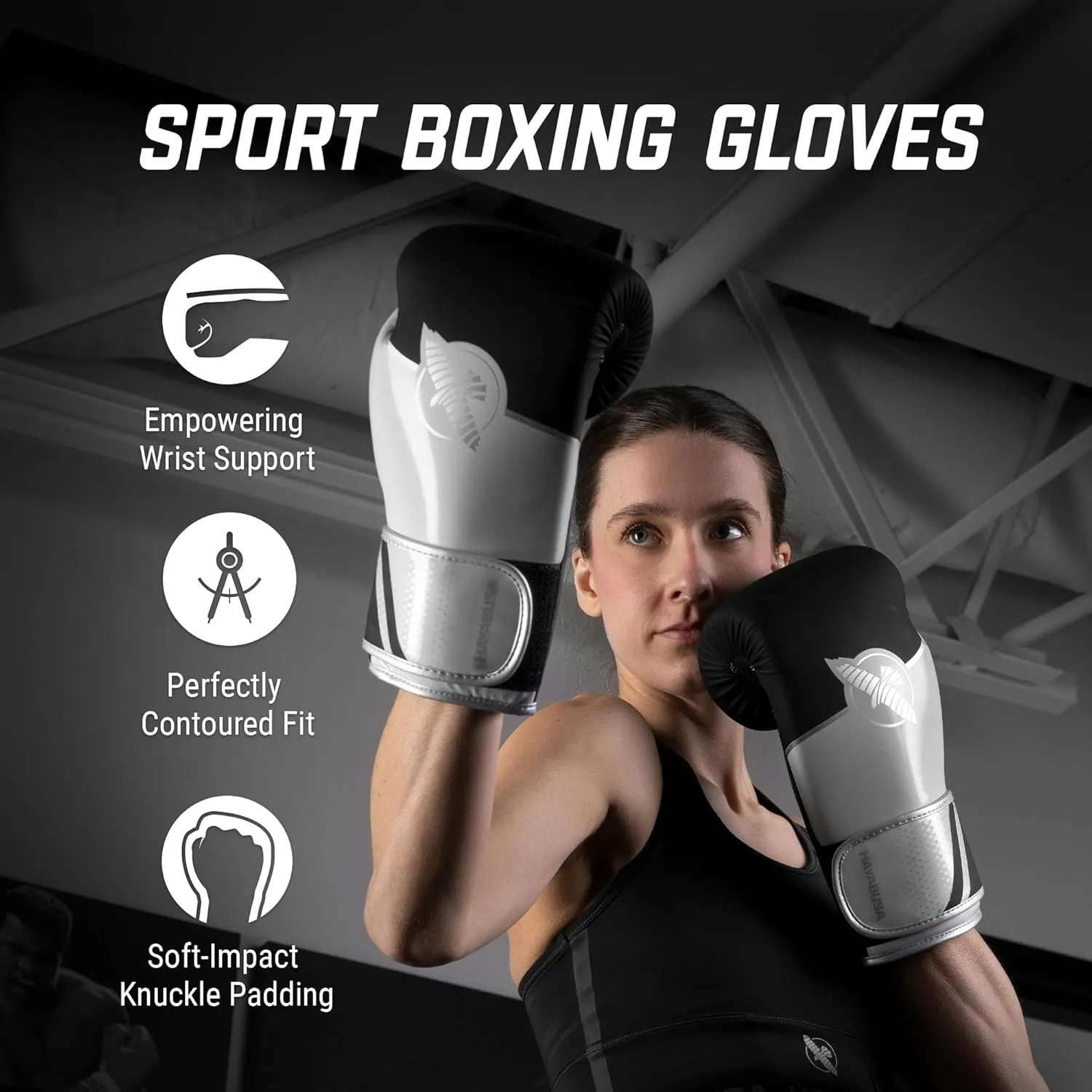 Hayabusa Sport Boxing Gloves for Men and Women – Dual-Splinted Wrist Support, Multi-Density Foam Padding, Contoured Fit – Ideal for Boxing, Kickboxing, and Muay Thai Training