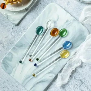 Heat-Resistant Glass Spoon Set - Coffee Dessert  Tea Spoons