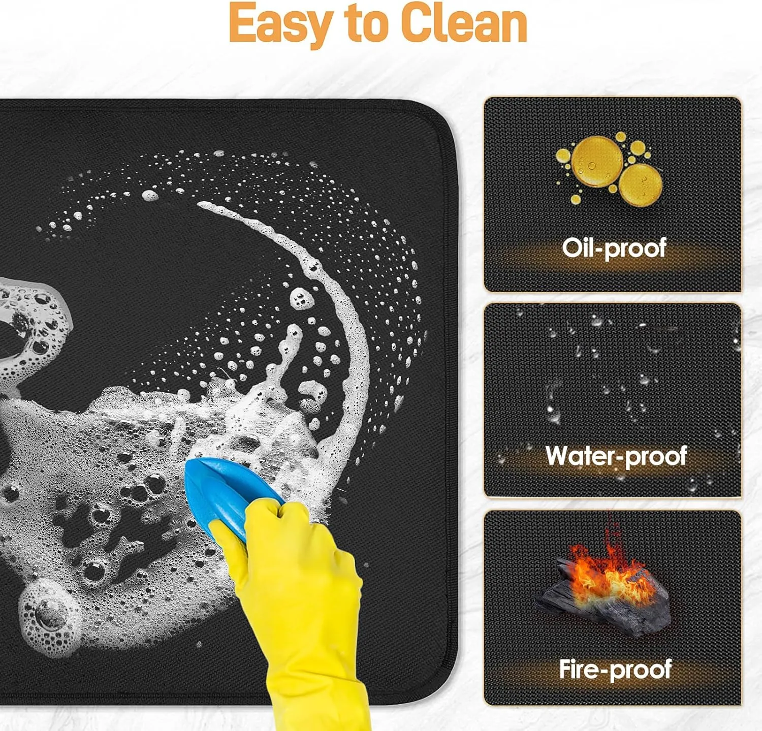 Heat Resistant Mats for Countertop and Grill Table, Fireproof Grill Mats for Outdoor Grill, Portable Charcoal Grill, Gas Grill, Pizza Oven Compatible with Blackstone, Ninja 24x31x0.02in, Black