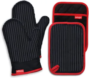 Heat Resistant Silicon Gloves, Pure Cotton Oven Mitt Set