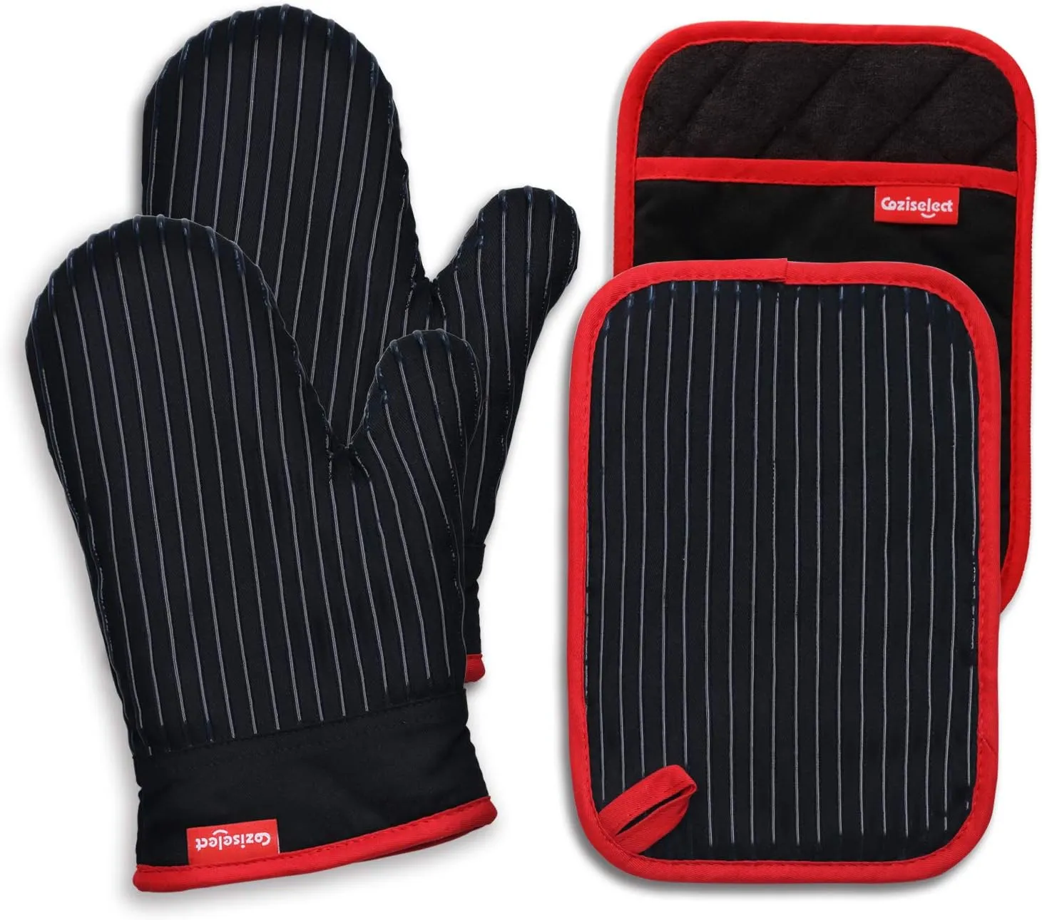 Heat Resistant Silicon Gloves, Pure Cotton Oven Mitt Set