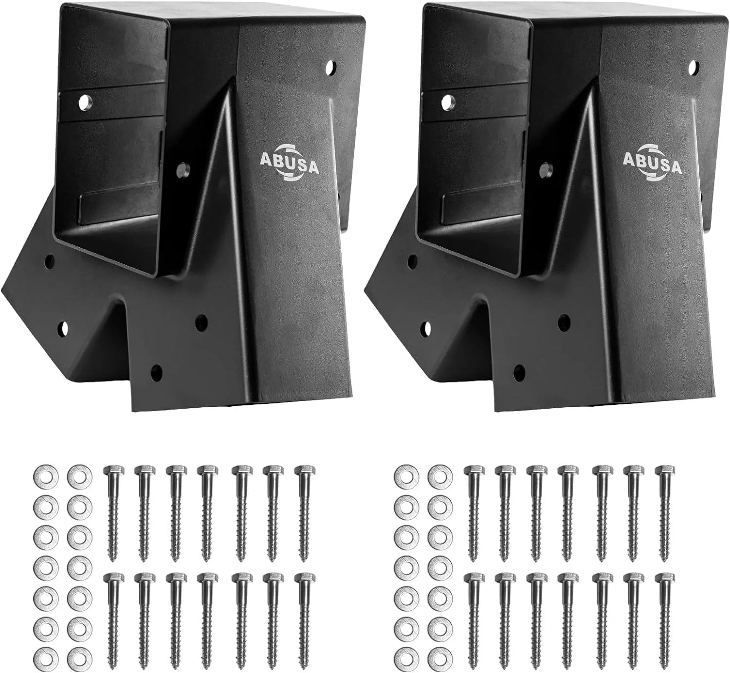 Heavy Duty Children Swing Set Hardware Replacement Kit Including 2 Swing Brackets 4 Swing Hangers 2 Black Swing Seats for Outdoor Play Sets Playground Equipment Parts Hardware Included (H2SB)