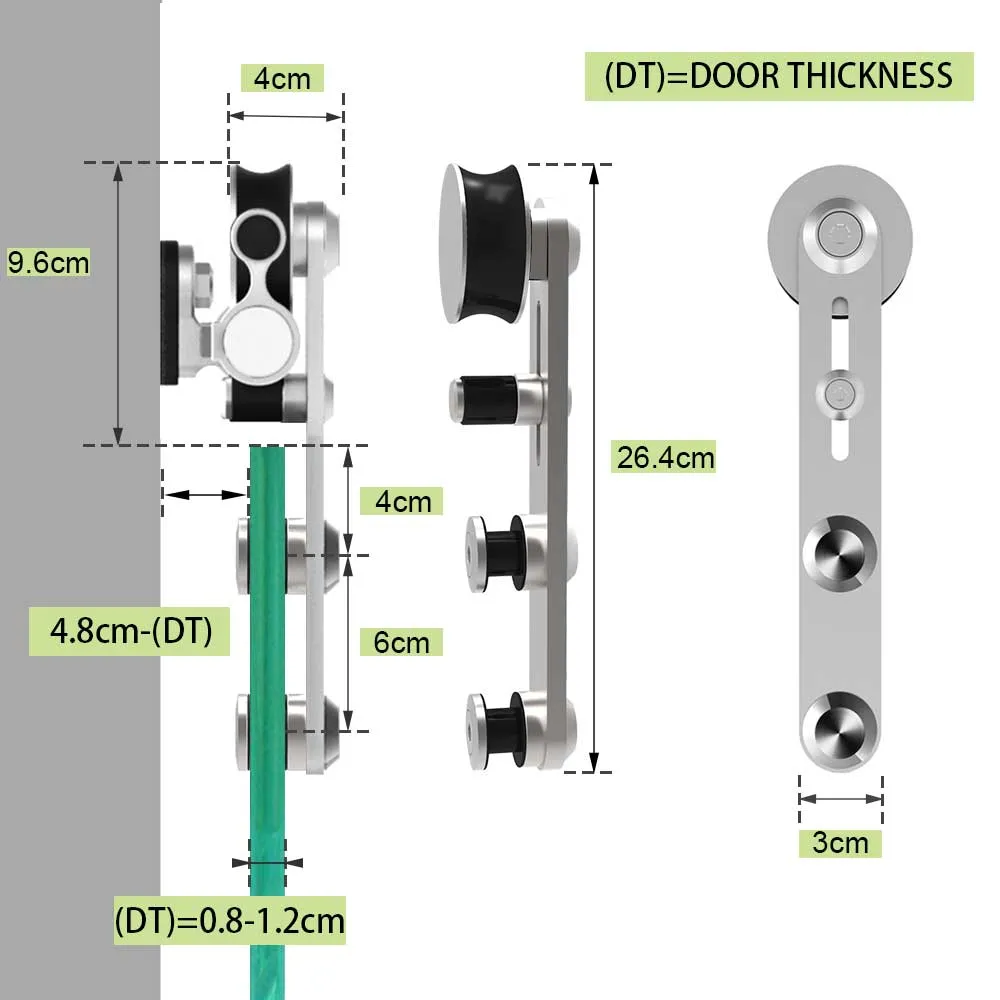 Heavy duty stainless steel glass sliding barn door hardware track set kit CCJH Round-Shaped