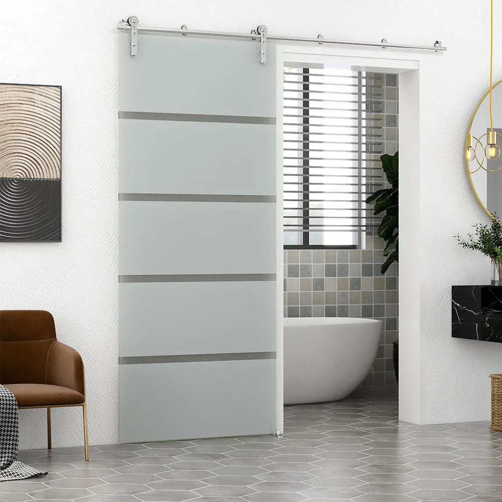 Heavy duty stainless steel glass sliding barn door hardware track set kit CCJH Round-Shaped