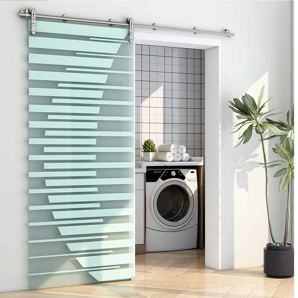Heavy duty stainless steel glass sliding barn door hardware track set kit CCJH Round-Shaped