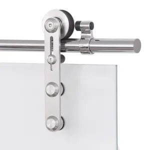 Heavy duty stainless steel glass sliding barn door hardware track set kit CCJH Round-Shaped