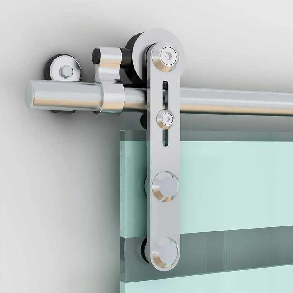 Heavy duty stainless steel glass sliding barn door hardware track set kit CCJH Round-Shaped