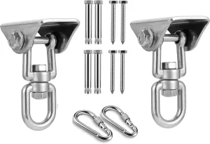 Heavy Duty Stainless Steel Hanging Kit Swing Hangers and Hammock Spring and Swing Swivel Spinner Kglobal Swivel Hook and Locking Snap Hooks for Wooden Sets，tire Swing Swivel, Seat Trapeze Yoga