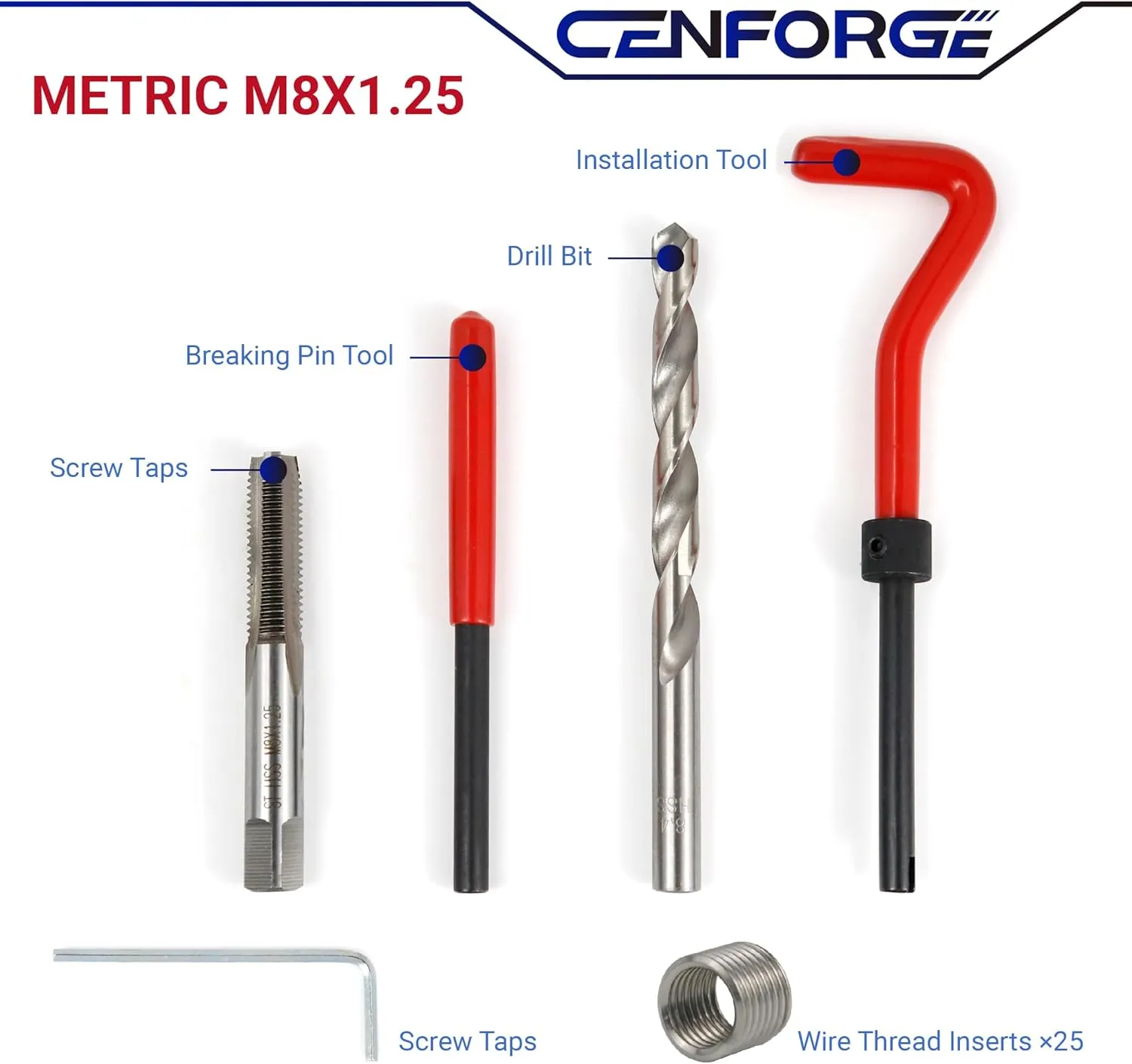 Helicoil Thread Repair Kit, Metric HSS Drill Helicoil Repair Kit for Rethreading Internal Threads with Carry Case