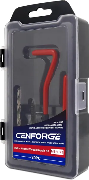 Helicoil Thread Repair Kit, Metric HSS Drill Helicoil Repair Kit for Rethreading Internal Threads with Carry Case