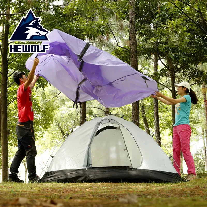Hewolf 1595 Outdoor Double Layer Ultralight Aluminum Pole Waterproof Windproof Camping Tent 2.51KG Beach Barraca