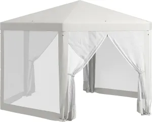 Hexagon Sun Shade Shelter Outdoor Party Tent, 13' x 11' Canopy with Protective Mesh Screen Sidewalls, Ropes & Stakes Garden