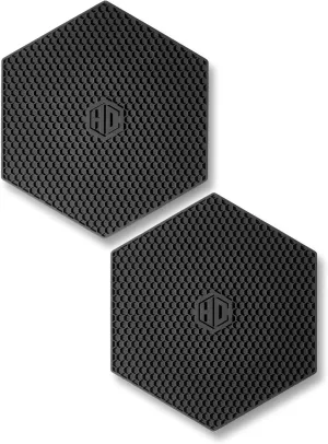 HexClad Hexagon Silicone Trivets, 2-Pack, Nonslip and Heat Resistant Hot Pads, Black