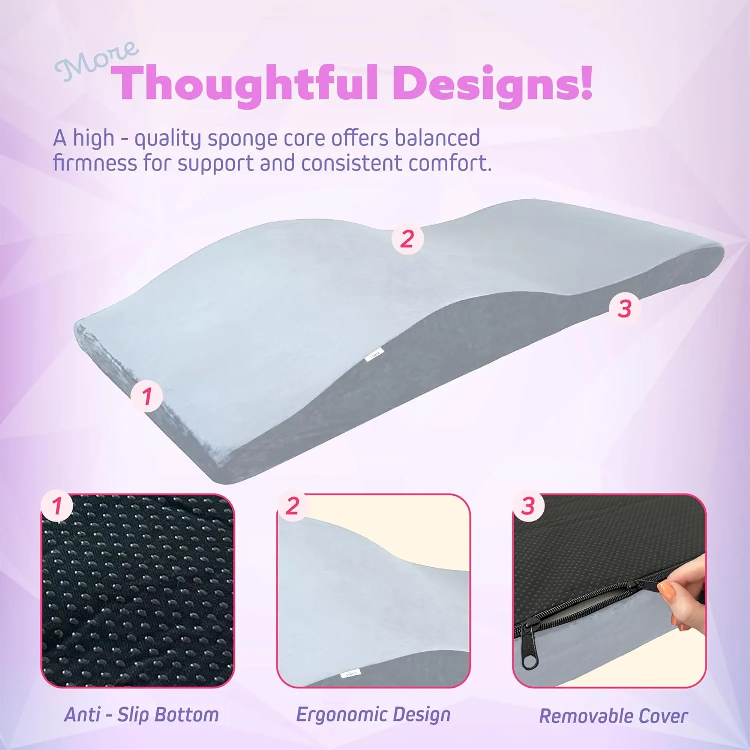 High-Density Foam Massage Table Topper with Soft Plush Cover, Ergonomic Eyelash Extension Bed Cushion, Memory Foam Spa Table Pad & Pillow for Salon, 23" 58 cm, Gray