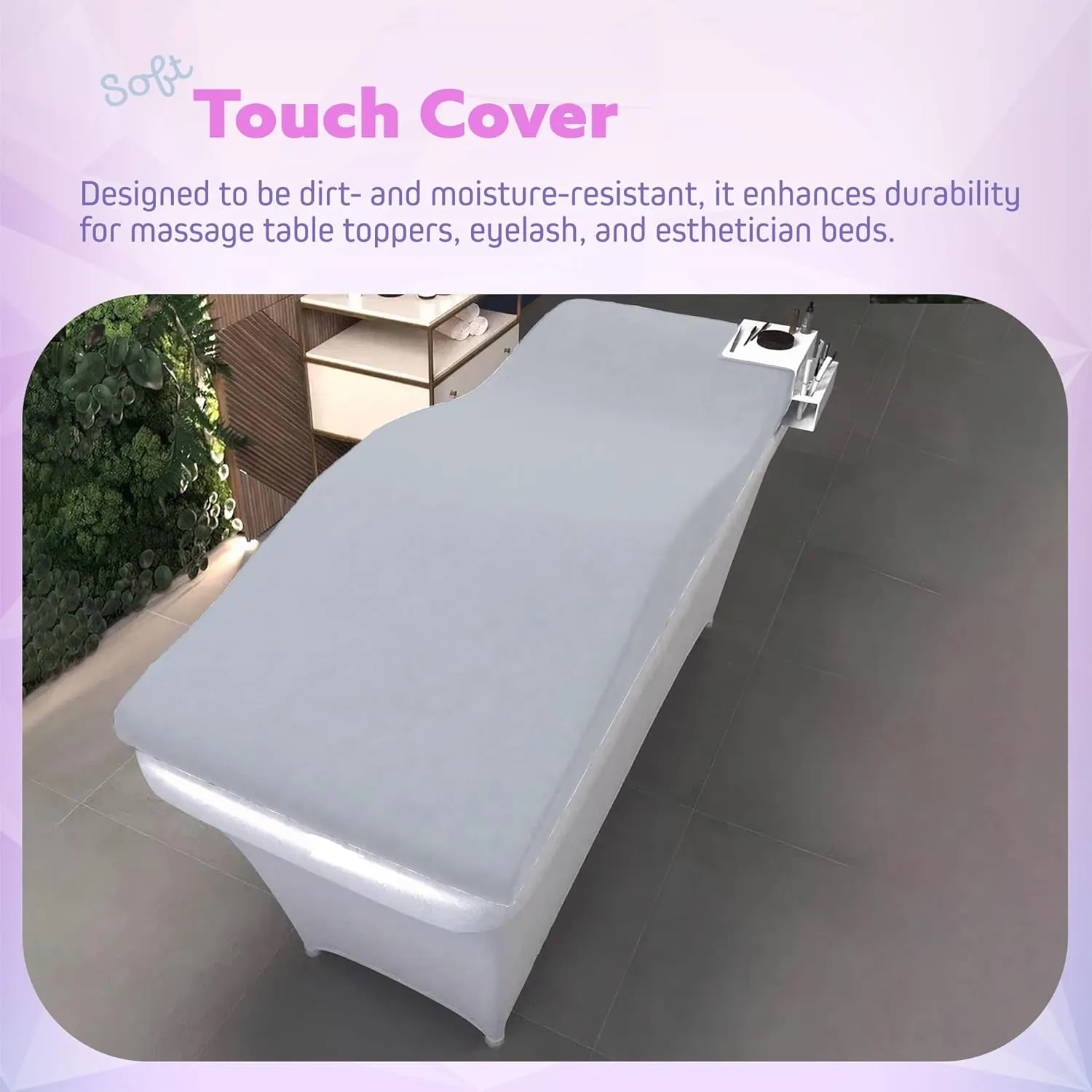 High-Density Foam Massage Table Topper with Soft Plush Cover, Ergonomic Eyelash Extension Bed Cushion, Memory Foam Spa Table Pad & Pillow for Salon, 23" 58 cm, Gray