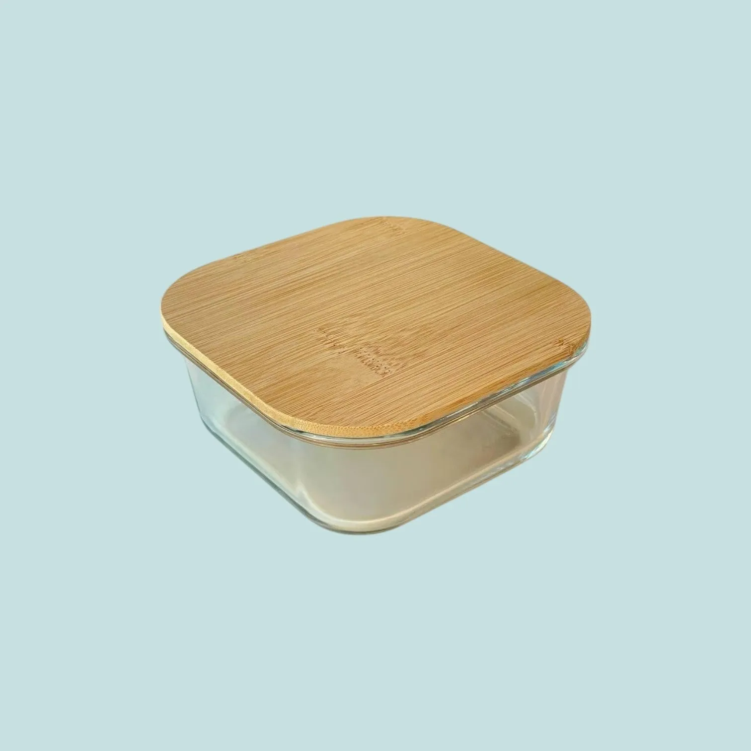 High heat resistant glass lunch box with wooden lid
