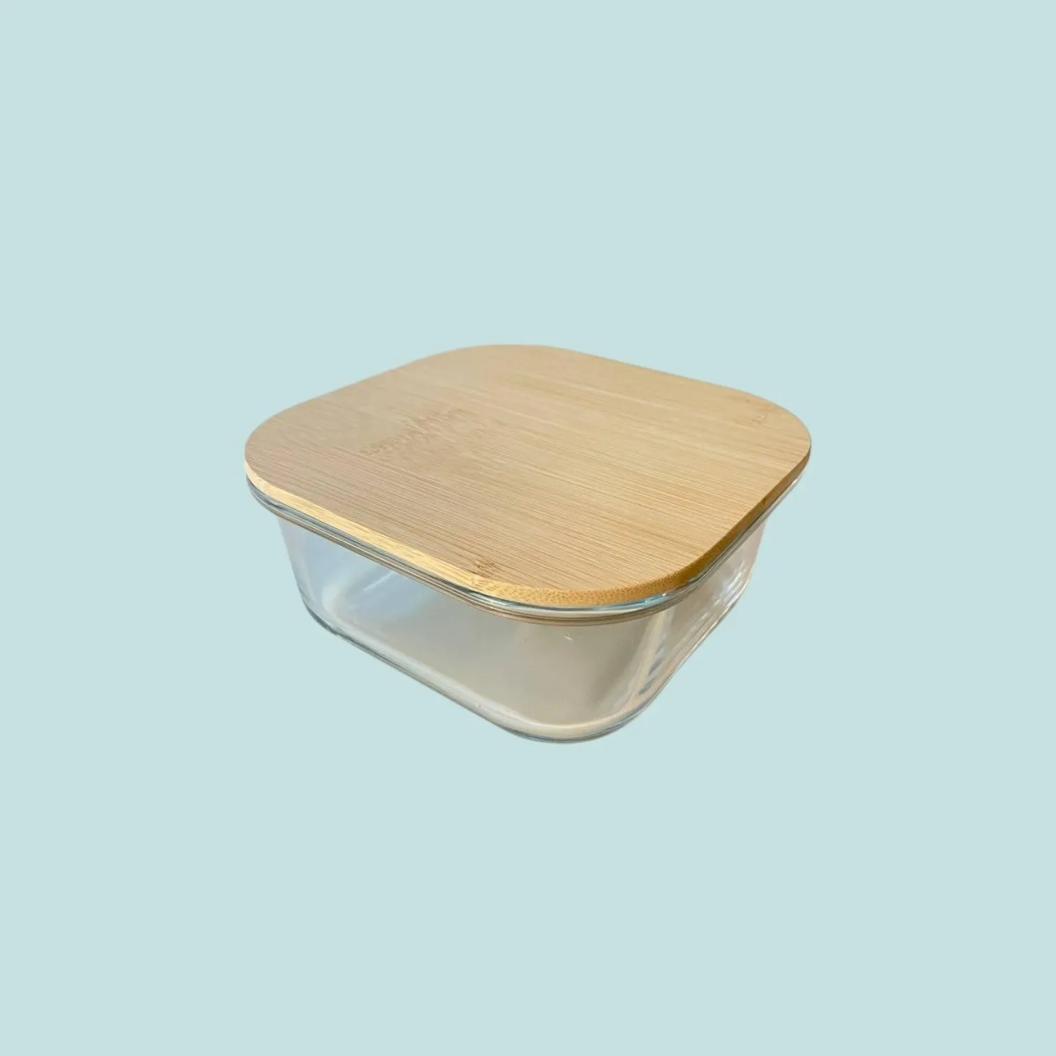 High heat resistant glass lunch box with wooden lid