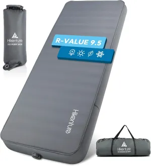 Hikenture 4 INCH Thick Self Inflating Sleeping Pad with 9.5 R Value, Comfort Plus Camping Mattress with Pump Sack, Inflatable Foam Insulated Camping Pad, Portable Camping Mat for 4-Season