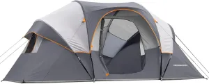 HIKERGARDEN 10 Person Camping Tent - Portable Easy Set Up Family Tent for Camp, Windproof Fabric Dome Tent Outdoor for Hiking, Backpacking, Traveling-14'x11'x74in(H)