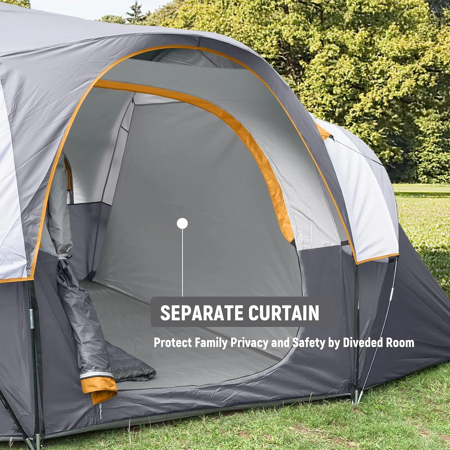 HIKERGARDEN 10 Person Camping Tent - Portable Easy Set Up Family Tent for Camp, Windproof Fabric Dome Tent Outdoor for Hiking, Backpacking, Traveling-14'x11'x74in(H)