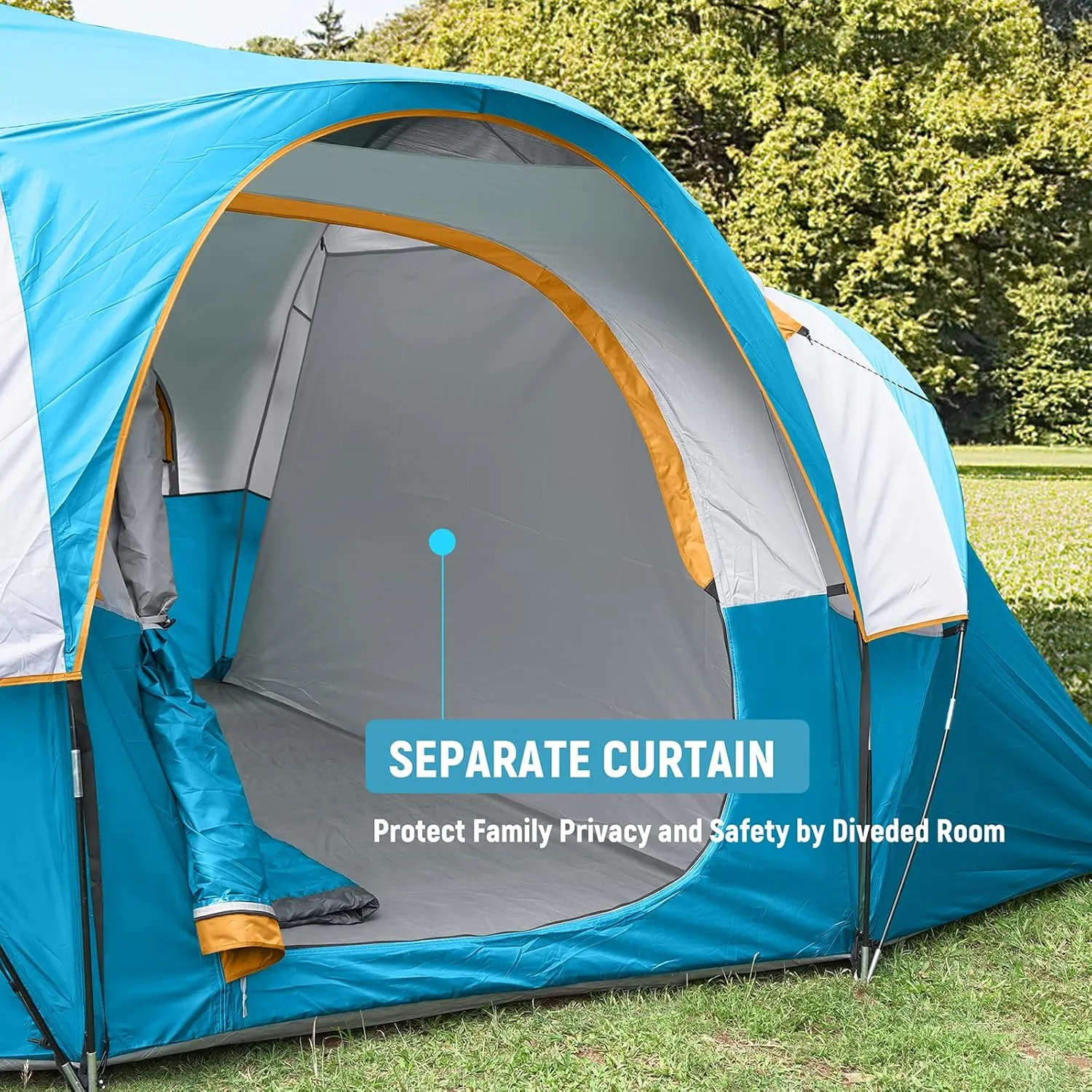 HIKERGARDEN 10 Person Camping Tent - Portable Easy Set Up Family Tent for Camp, Windproof Fabric Dome Tent Outdoor for Hiking, Backpacking, Traveling-14'x11'x74in(H)