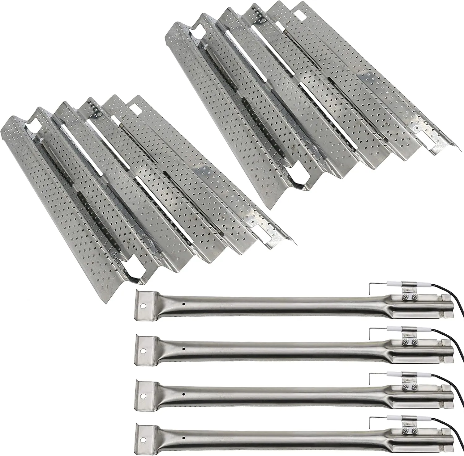 Hisencn Repair Kit for Costco Kirkland 720-0432, Nexgrill 720-0193, 720-0432 Gas Grill Models, Grill Burner Tube Pipe, Heat Plate Tent Shield Burner Cover, Igniter Electrode Replacement Parts