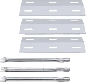 Hisencn Repair Kit for Ducane Gas Barbecue Grill 30400040, 3100, 3200, 3400 Burner Tube, Stainless Heat Plate Tent, Burner Cover Replacement for Ducane 3 Burner DUCHD1, 30500048, 30500602, DUCHP1