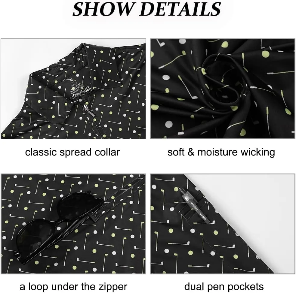 Hodaweisolp Men's Golf Shirts Dry Fit Moisture Wicking Performance Athletic Zipper Short Sleeve Polo Shirt for Men