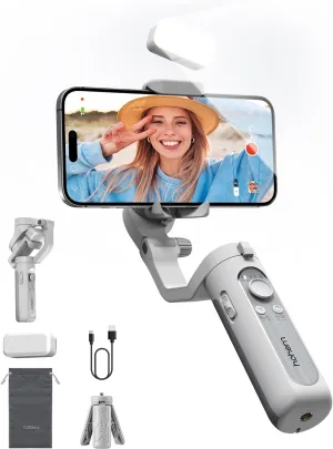 hohem iSteady XE Kit Gimbal Stabilizer for Smartphone, 3-Axis Phone Gimbal, Magnetic Fill Light, Portable and Foldable, Stabilizer for iPhone & Android, One-Key Inception, Ideal for Travel Vlogging