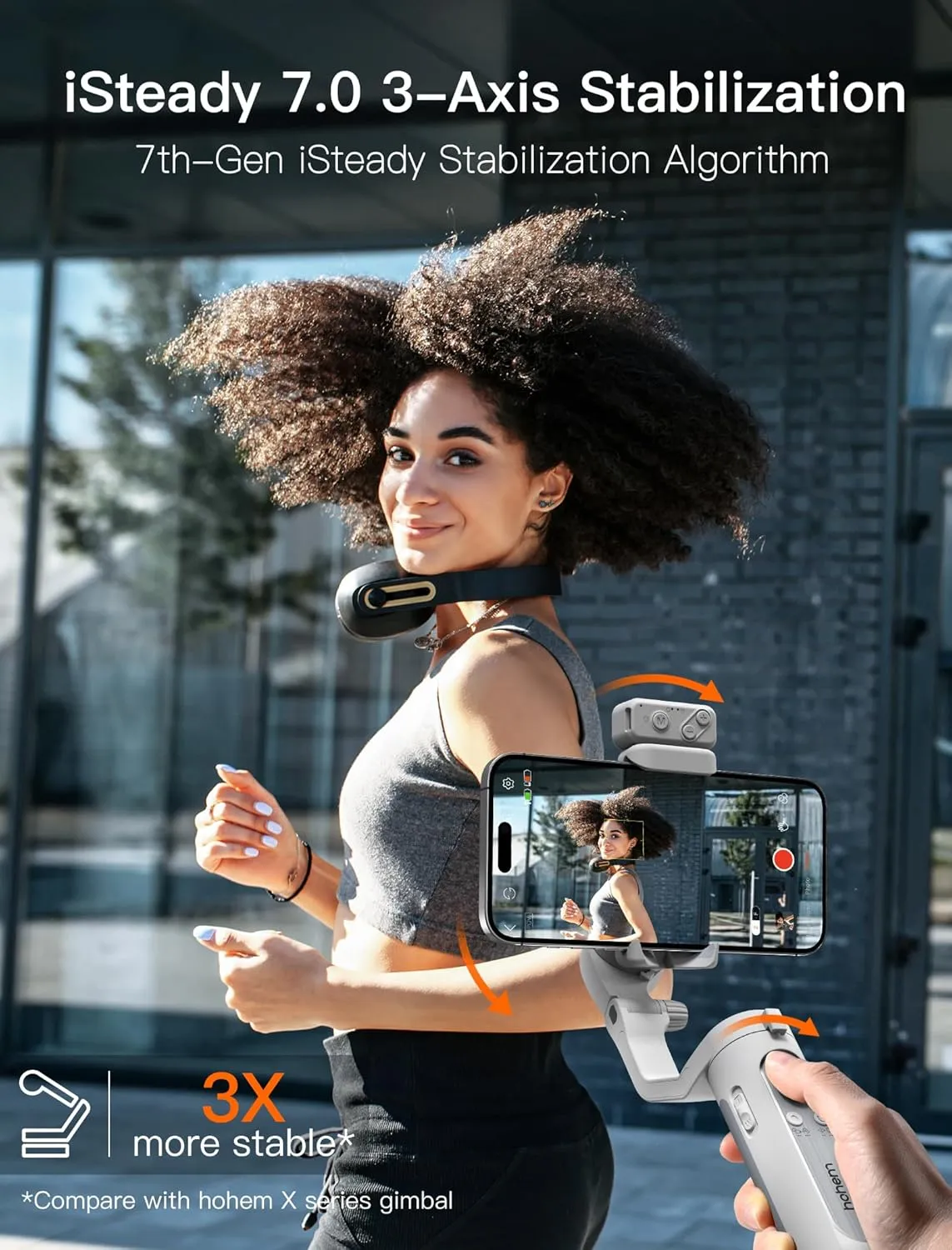 hohem iSteady XE Kit Gimbal Stabilizer for Smartphone, 3-Axis Phone Gimbal, Magnetic Fill Light, Portable and Foldable, Stabilizer for iPhone & Android, One-Key Inception, Ideal for Travel Vlogging