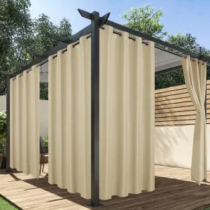 HolidayIdeas Outdoor Curtains for Patio Waterproof, 4 Panels - 54 x 95 Inch - Privacy Protection & Light Filtering Curtains Cream Grommet Outside Curtains for Porch, Gazebo, Pergola, Backyard