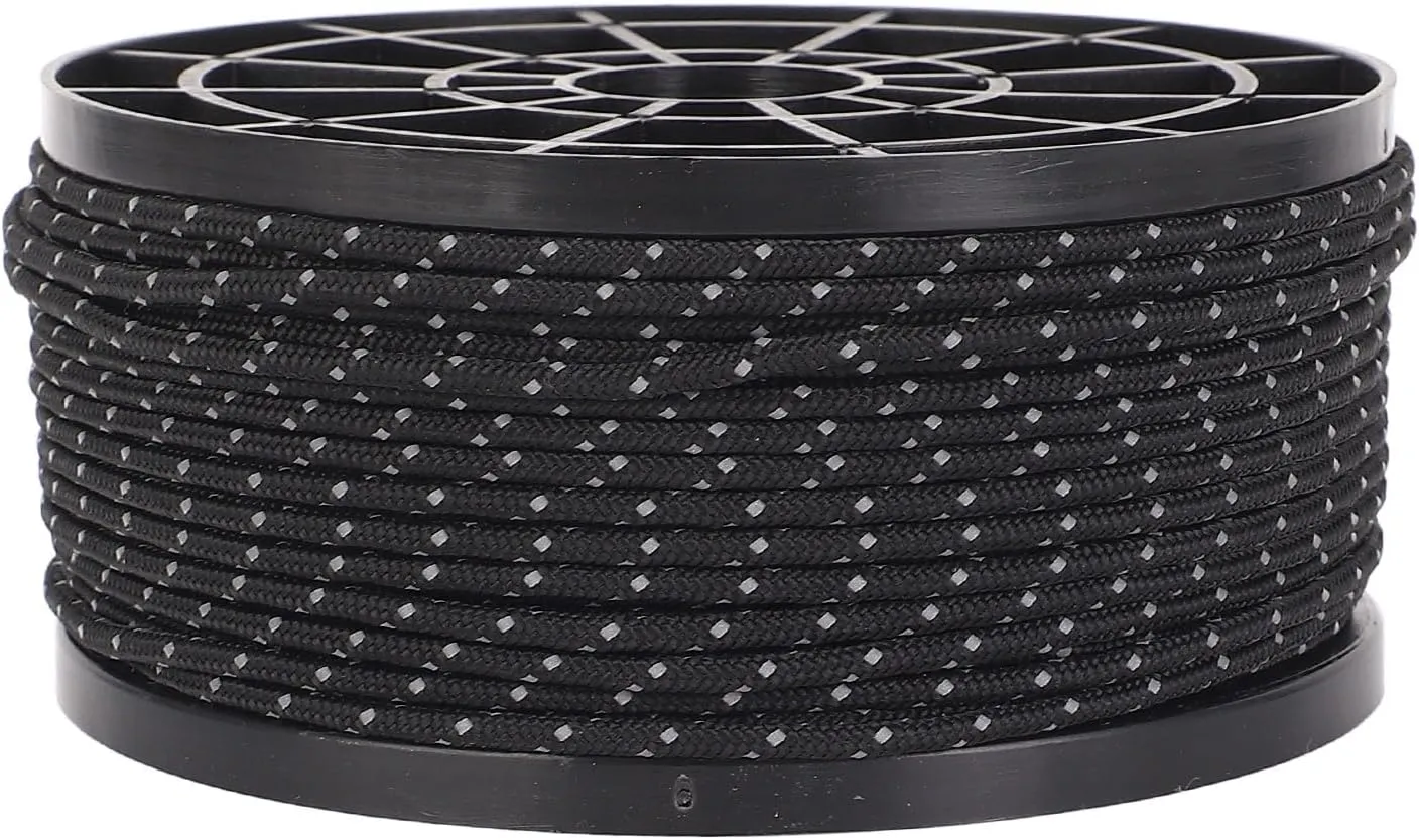 Homairate Paracord Rope, Tent Rope 2.5mm Thin Windproof High Strength PP for Hiking (Black)