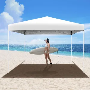 HomGarden 10 x 10 FT Pop-Up Foldable Canopy Tent, Lightweight Folding Instant Gazebo Canopy Shade Tent, Instant Waterproof Shelter with Wheeled Carry Bag, White