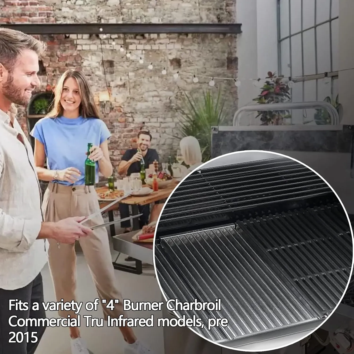 Hongso 18 3/8" Tru-Infrared Emitter Stainless Steel Grate for Charbroil 4 Burner Grill Pre-2015 Models, 463271315 463271314 463241414 463241413 463271313 463247512, 4-pk