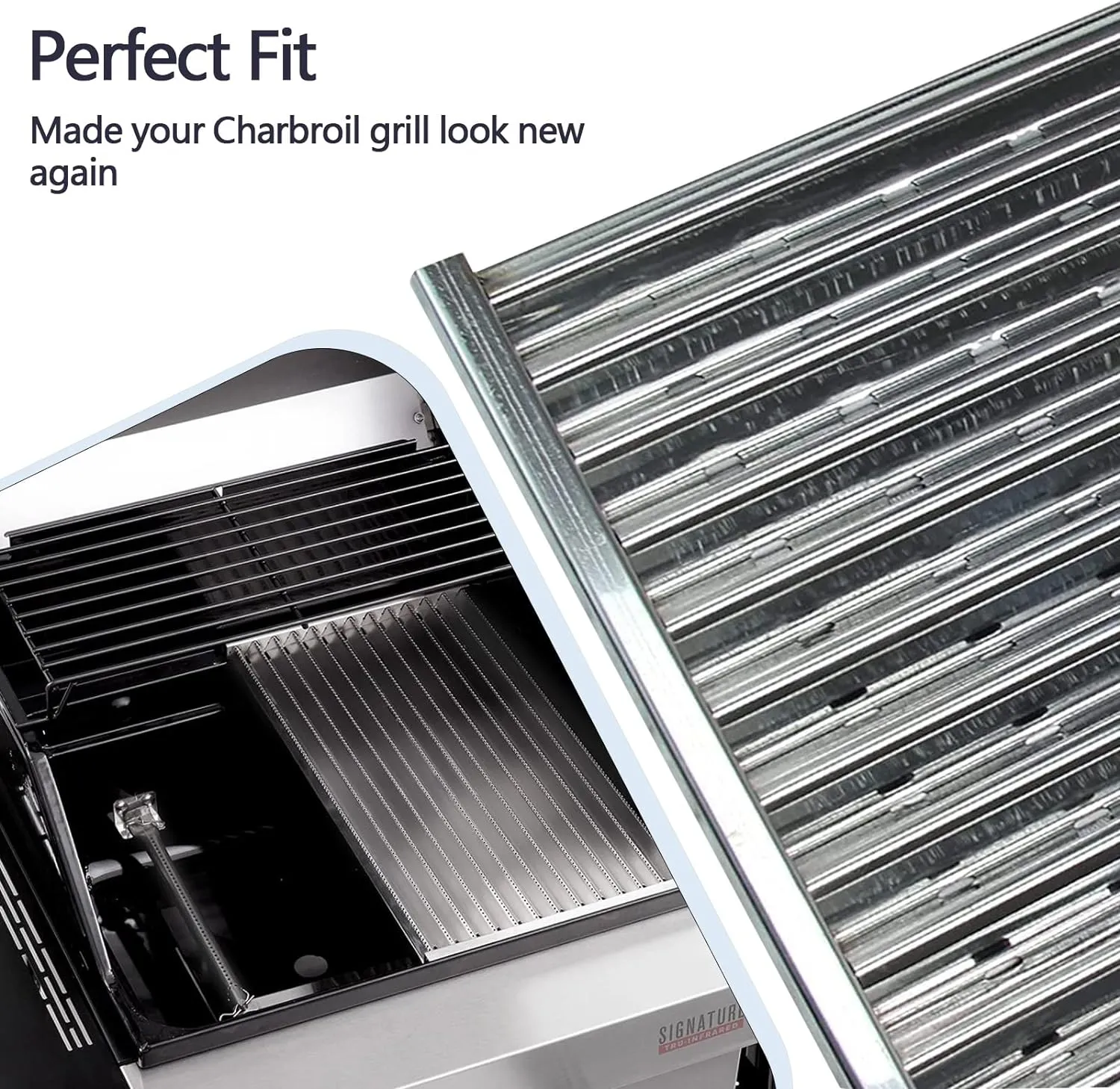Hongso 18 3/8" Tru-Infrared Emitter Stainless Steel Grate for Charbroil 4 Burner Grill Pre-2015 Models, 463271315 463271314 463241414 463241413 463271313 463247512, 4-pk