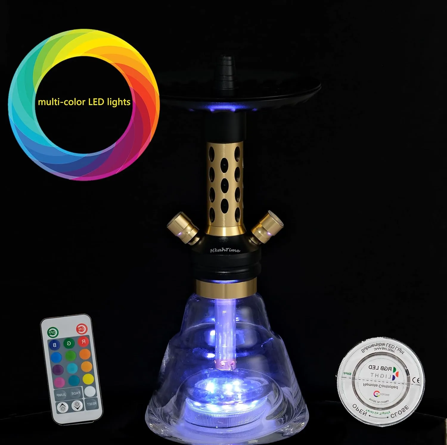 Hookah Set with Everything Upgraded 2 Hose,Shisha With Portable Travel Bag LED Light Ceramic Bowl Tongs Mouth Tips Foils Accessories Premium Shisha Complete Set(Silver)